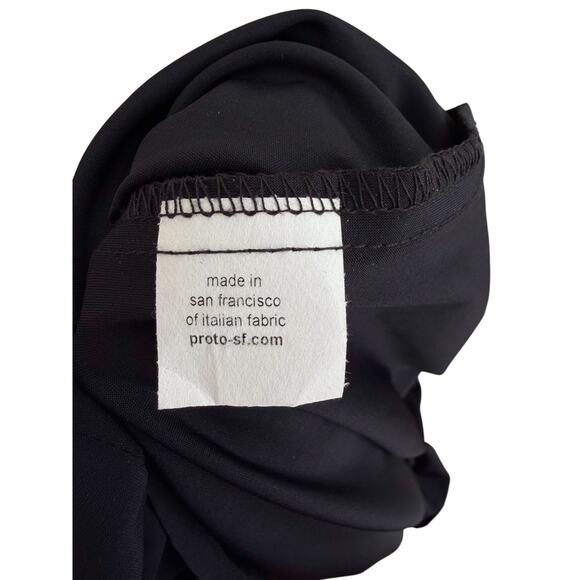 Porto San Francisco Dress Small 1 Black Stretch Zip Front Ruched Art Lagenlook - Picture 5 of 6
